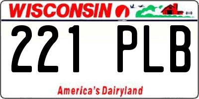 WI license plate 221PLB