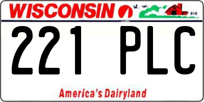 WI license plate 221PLC