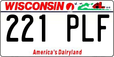 WI license plate 221PLF