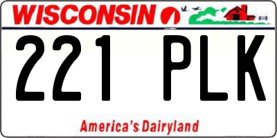 WI license plate 221PLK