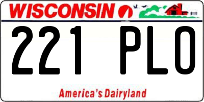 WI license plate 221PLO