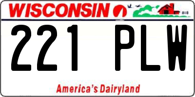 WI license plate 221PLW