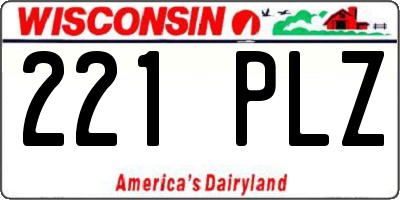 WI license plate 221PLZ