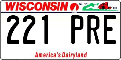 WI license plate 221PRE