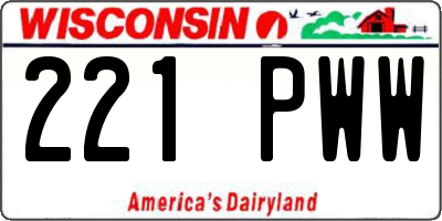 WI license plate 221PWW