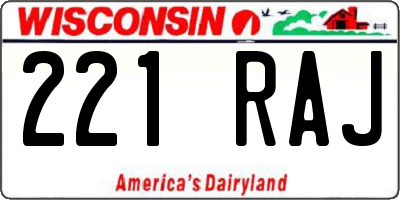 WI license plate 221RAJ
