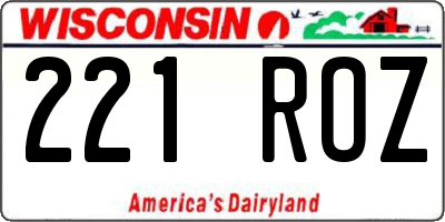 WI license plate 221ROZ