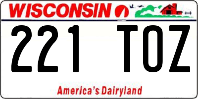 WI license plate 221TOZ