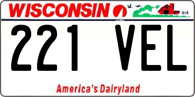 WI license plate 221VEL
