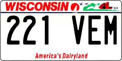 WI license plate 221VEM