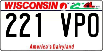 WI license plate 221VPO