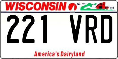 WI license plate 221VRD