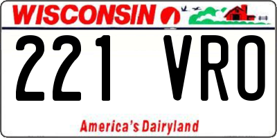 WI license plate 221VRO