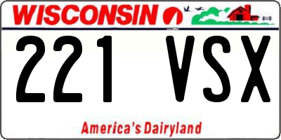 WI license plate 221VSX