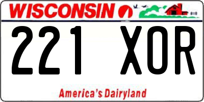 WI license plate 221XOR