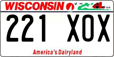 WI license plate 221XOX