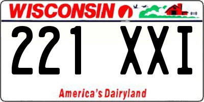 WI license plate 221XXI