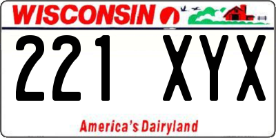 WI license plate 221XYX