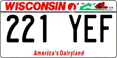 WI license plate 221YEF
