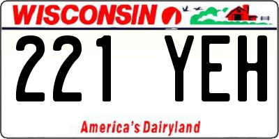 WI license plate 221YEH