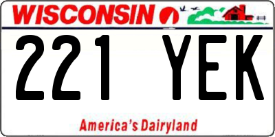 WI license plate 221YEK