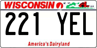 WI license plate 221YEL