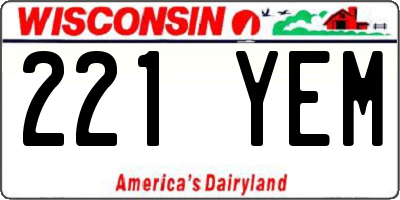 WI license plate 221YEM