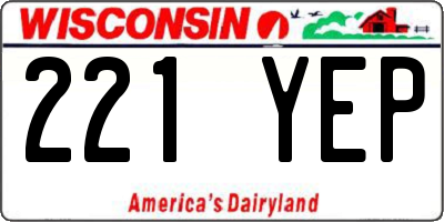WI license plate 221YEP