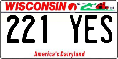 WI license plate 221YES
