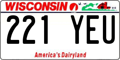 WI license plate 221YEU