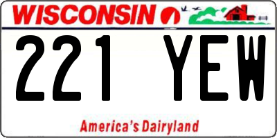 WI license plate 221YEW
