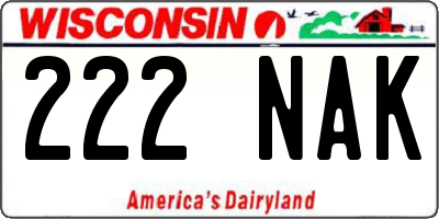 WI license plate 222NAK