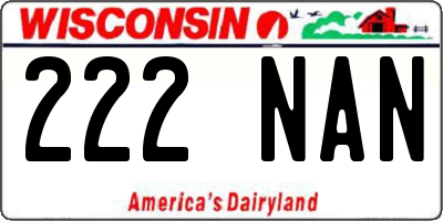 WI license plate 222NAN