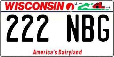 WI license plate 222NBG