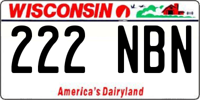 WI license plate 222NBN