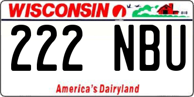 WI license plate 222NBU