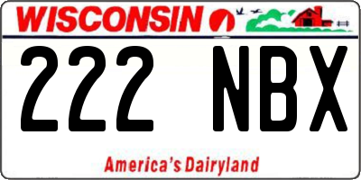 WI license plate 222NBX