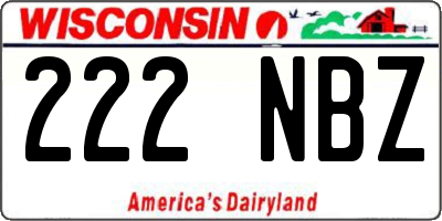 WI license plate 222NBZ