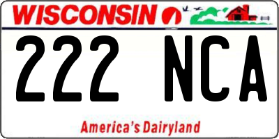 WI license plate 222NCA
