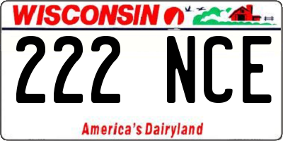 WI license plate 222NCE