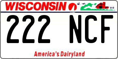 WI license plate 222NCF