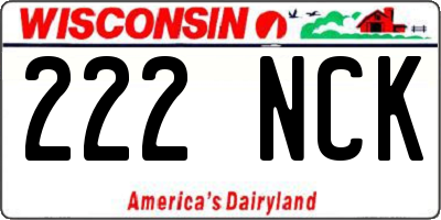 WI license plate 222NCK