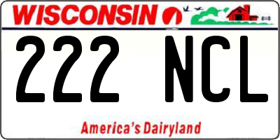 WI license plate 222NCL