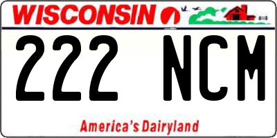WI license plate 222NCM