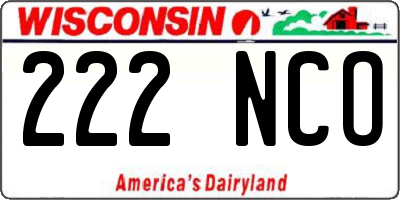WI license plate 222NCO