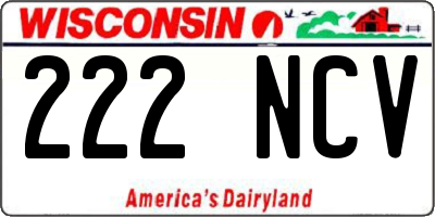 WI license plate 222NCV