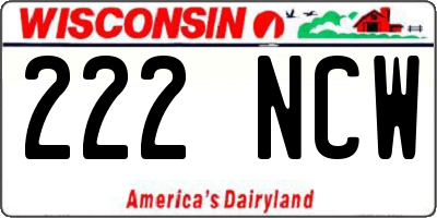 WI license plate 222NCW