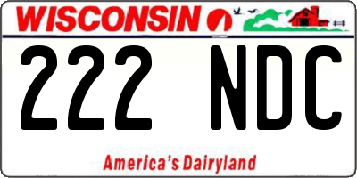 WI license plate 222NDC