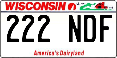 WI license plate 222NDF