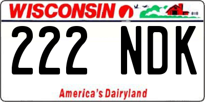 WI license plate 222NDK
